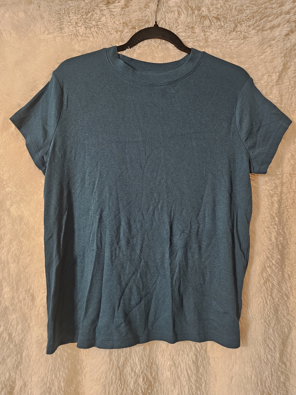 A New Day Short Sleeve Crew Tee in Dark Teal Blue
